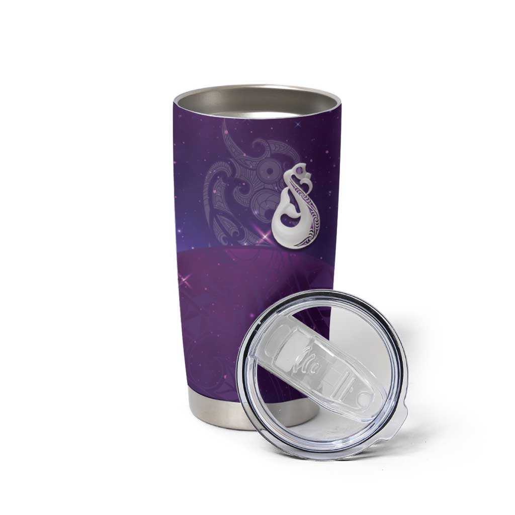 New Zealand Matariki Tumbler Cup Maori Manaia Galaxy Silver Fern Purple Color LT22 - Polynesian Pride