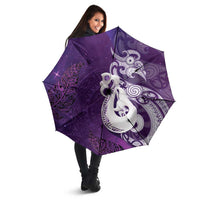 New Zealand Matariki Umbrella Maori Manaia Galaxy Silver Fern Purple Color LT22 - Polynesian Pride