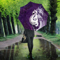 New Zealand Matariki Umbrella Maori Manaia Galaxy Silver Fern Purple Color LT22 - Polynesian Pride