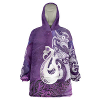 New Zealand Matariki Wearable Blanket Hoodie Maori Manaia Galaxy Silver Fern Purple Color LT22 One Size Purple - Polynesian Pride