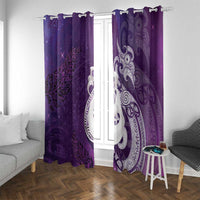 New Zealand Matariki Window Curtain Maori Manaia Galaxy Silver Fern Purple Color LT22 With Grommets Purple - Polynesian Pride