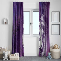 New Zealand Matariki Window Curtain Maori Manaia Galaxy Silver Fern Purple Color LT22 - Polynesian Pride