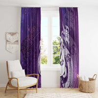 New Zealand Matariki Window Curtain Maori Manaia Galaxy Silver Fern Purple Color LT22 - Polynesian Pride