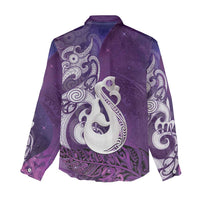 New Zealand Matariki Women Casual Shirt Maori Manaia Galaxy Silver Fern Purple Color LT22 - Polynesian Pride