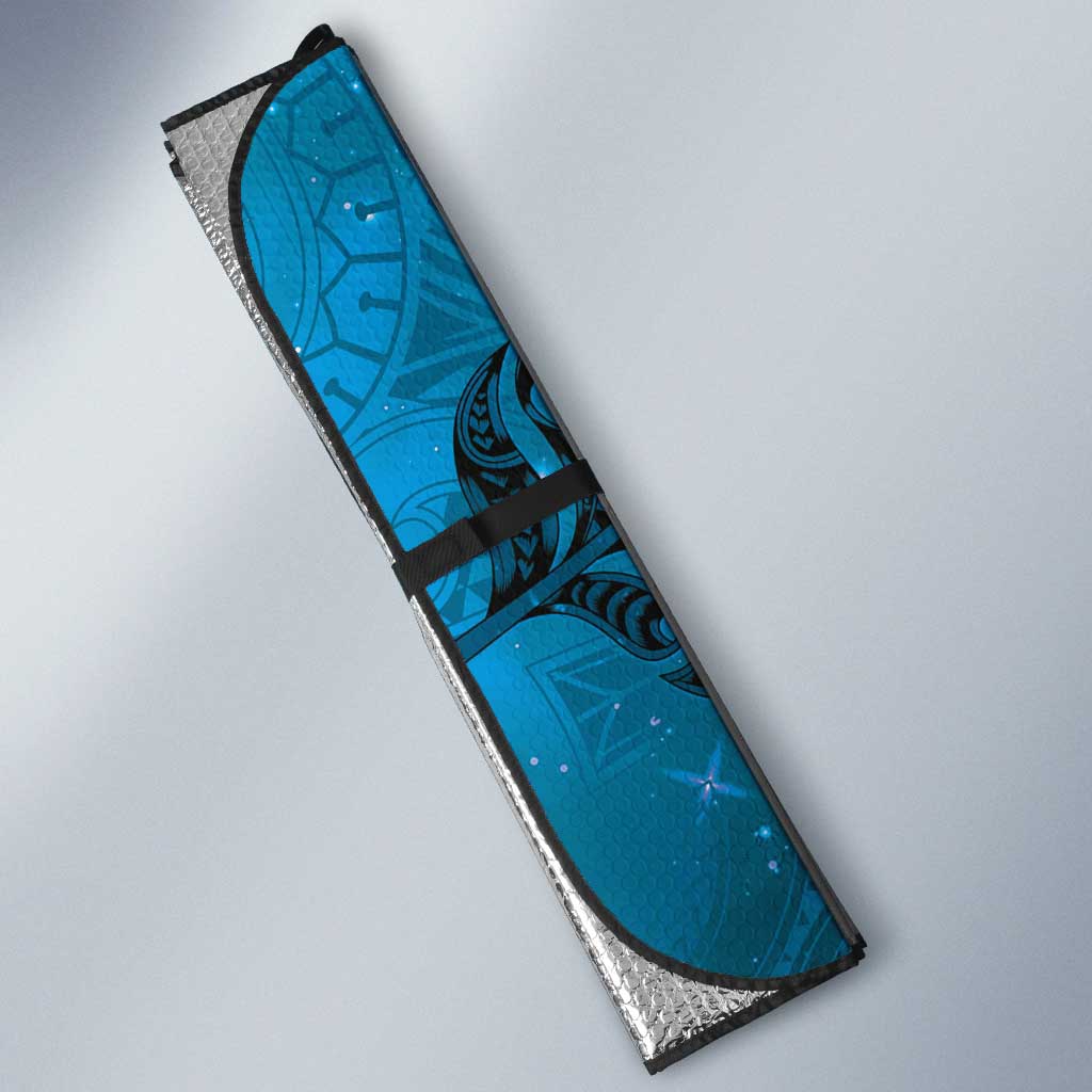 New Zealand Matariki Auto Sun Shade Maori Manaia Galaxy Silver Fern Blue Color LT22 - Polynesian Pride