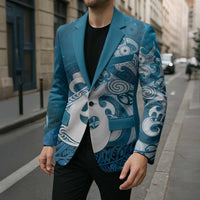 New Zealand Matariki Blazer Maori Manaia Galaxy Silver Fern Blue Color
