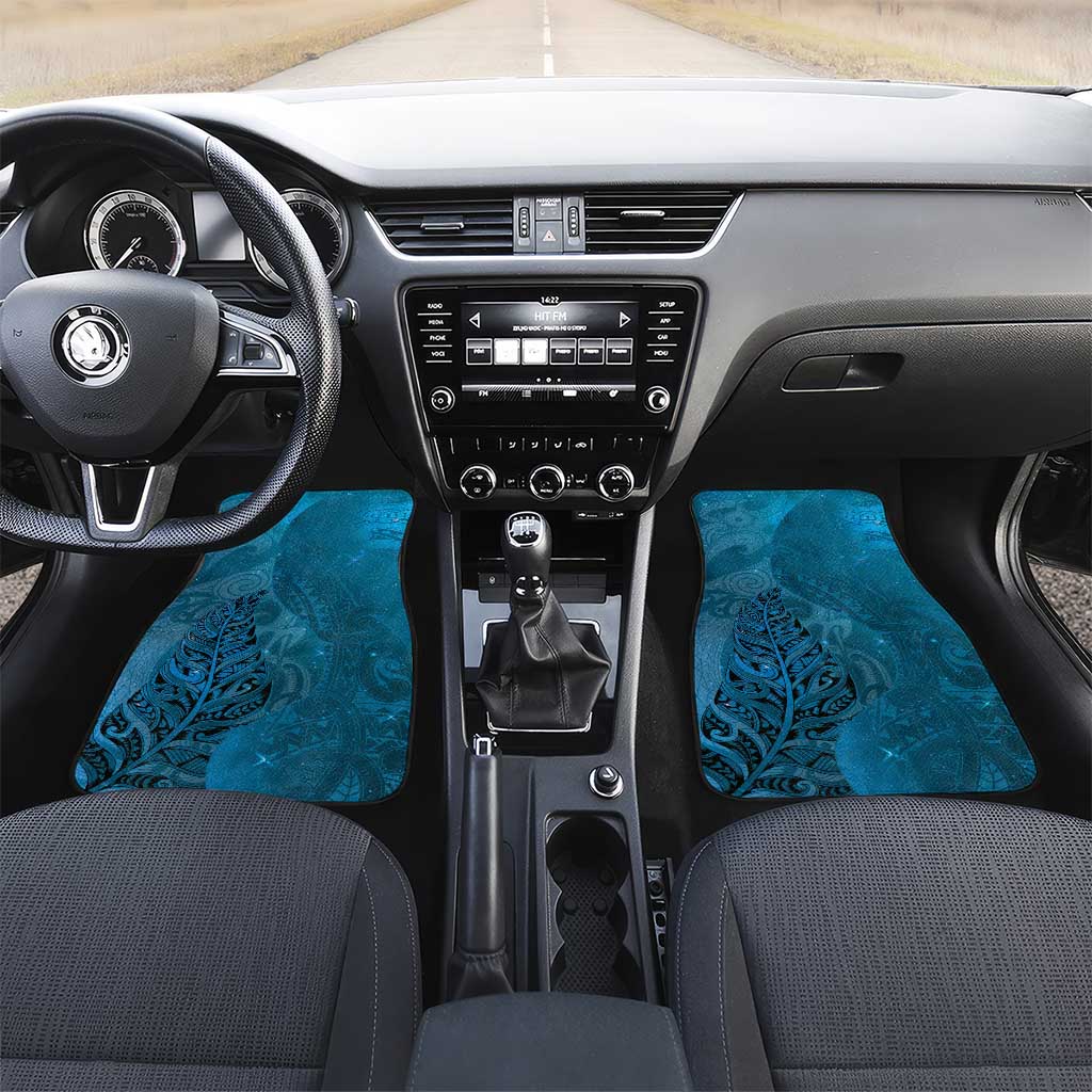 New Zealand Matariki Car Mats Maori Manaia Galaxy Silver Fern Blue Color LT22 Set 2pcs - Front Blue - Polynesian Pride