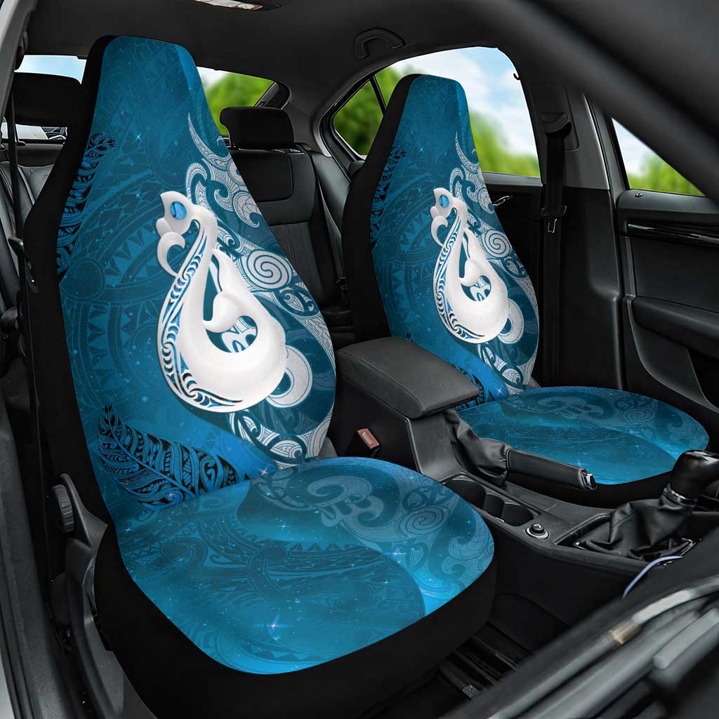 New Zealand Matariki Car Seat Cover Maori Manaia Galaxy Silver Fern Blue Color LT22 One Size Blue - Polynesian Pride