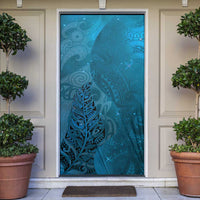 New Zealand Matariki Door Cover Maori Manaia Galaxy Silver Fern Blue Color LT22 Blue - Polynesian Pride