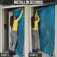 New Zealand Matariki Door Cover Maori Manaia Galaxy Silver Fern Blue Color LT22 - Polynesian Pride