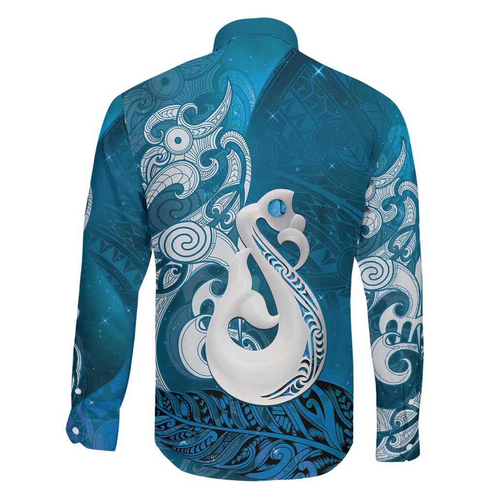 New Zealand Matariki Family Matching Puletasi and Hawaiian Shirt Maori Manaia Galaxy Silver Fern Blue Color LT22 - Polynesian Pride