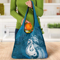 New Zealand Matariki Grocery Bag Maori Manaia Galaxy Silver Fern Blue Color LT22 - Polynesian Pride