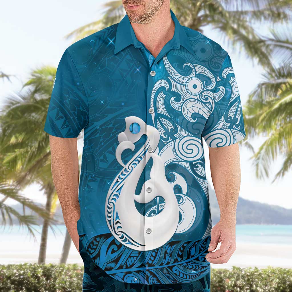 New Zealand Matariki Hawaiian Shirt Maori Manaia Galaxy Silver Fern Blue Color LT22 - Polynesian Pride