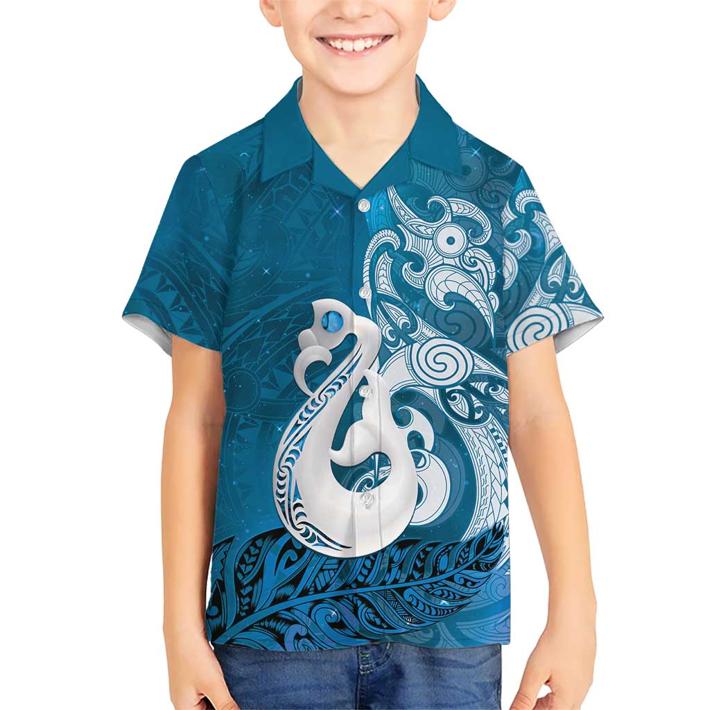 New Zealand Matariki Hawaiian Shirt Maori Manaia Galaxy Silver Fern Blue Color LT22 - Polynesian Pride