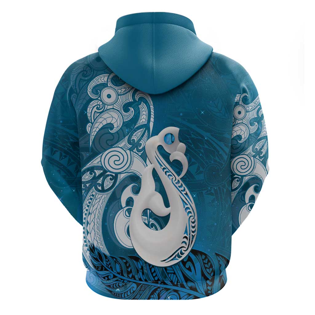 New Zealand Matariki Hoodie Maori Manaia Galaxy Silver Fern Blue Color LT22 - Polynesian Pride