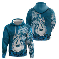 New Zealand Matariki Hoodie Maori Manaia Galaxy Silver Fern Blue Color LT22 - Polynesian Pride