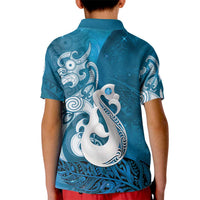New Zealand Matariki Kid Polo Shirt Maori Manaia Galaxy Silver Fern Blue Color LT22 - Polynesian Pride