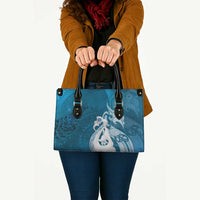 New Zealand Matariki Leather Bag Maori Manaia Galaxy Silver Fern Blue Color LT22 - Polynesian Pride