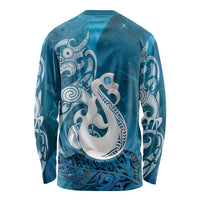New Zealand Matariki Long Sleeve Shirt Maori Manaia Galaxy Silver Fern Blue Color LT22 - Polynesian Pride