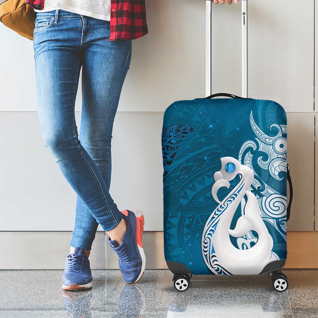 New Zealand Matariki Luggage Cover Maori Manaia Galaxy Silver Fern Blue Color LT22 - Polynesian Pride