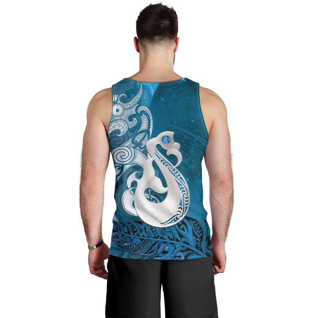 New Zealand Matariki Men Tank Top Maori Manaia Galaxy Silver Fern Blue Color LT22 - Polynesian Pride