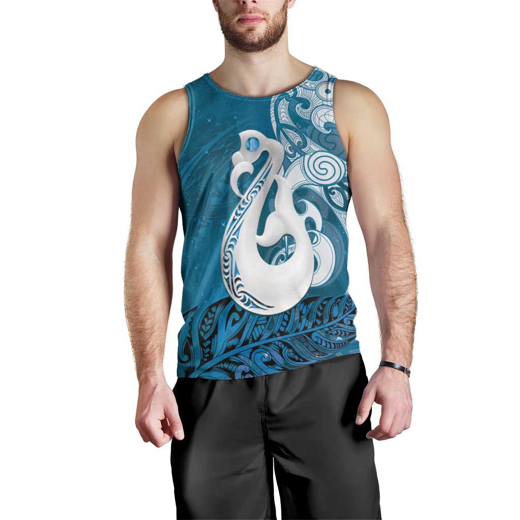 New Zealand Matariki Men Tank Top Maori Manaia Galaxy Silver Fern Blue Color LT22 - Polynesian Pride