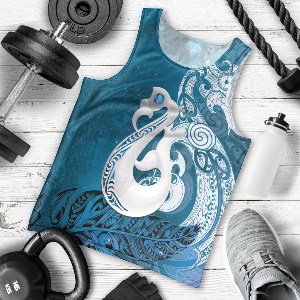 New Zealand Matariki Men Tank Top Maori Manaia Galaxy Silver Fern Blue Color LT22 - Polynesian Pride