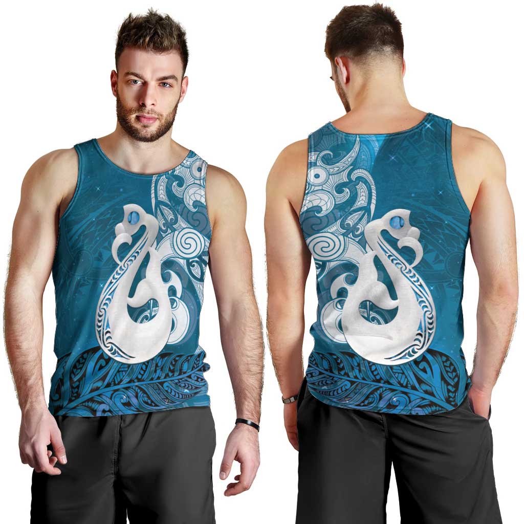 New Zealand Matariki Men Tank Top Maori Manaia Galaxy Silver Fern Blue Color LT22 - Polynesian Pride