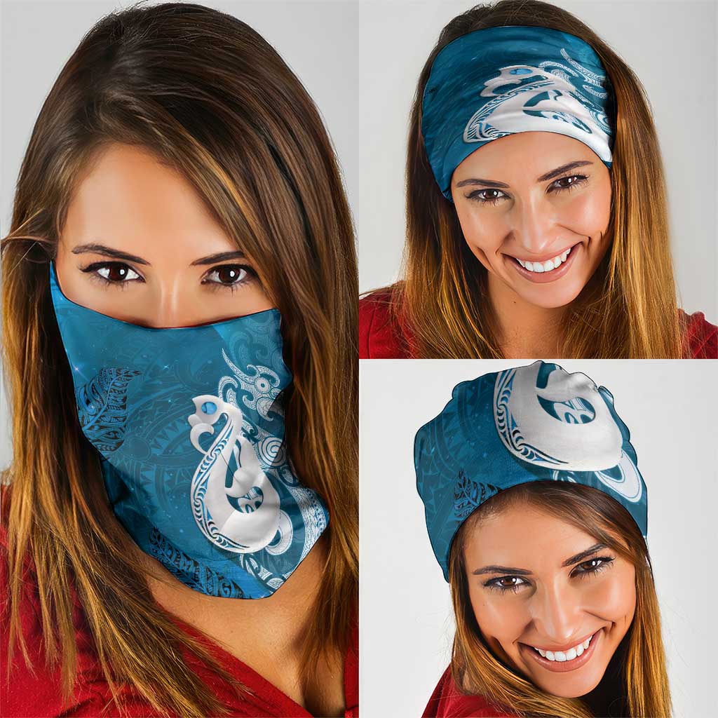 New Zealand Matariki Neck Gaiter Maori Manaia Galaxy Silver Fern Blue Color LT22 - Polynesian Pride