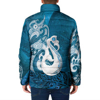 New Zealand Matariki Padded Jacket Maori Manaia Galaxy Silver Fern Blue Color