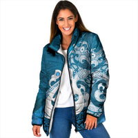 New Zealand Matariki Padded Jacket Maori Manaia Galaxy Silver Fern Blue Color