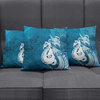 New Zealand Matariki Pillow Cover Maori Manaia Galaxy Silver Fern Blue Color LT22 - Polynesian Pride