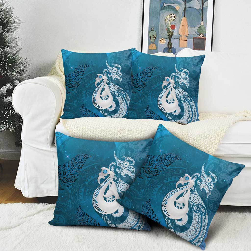 New Zealand Matariki Pillow Cover Maori Manaia Galaxy Silver Fern Blue Color LT22 - Polynesian Pride