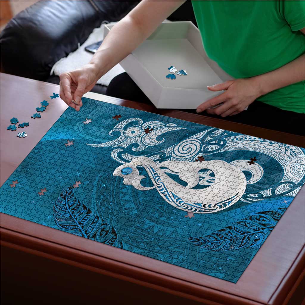 New Zealand Matariki Puzzle Maori Manaia Galaxy Silver Fern Blue Color