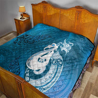 New Zealand Matariki Quilt Maori Manaia Galaxy Silver Fern Blue Color LT22 - Polynesian Pride