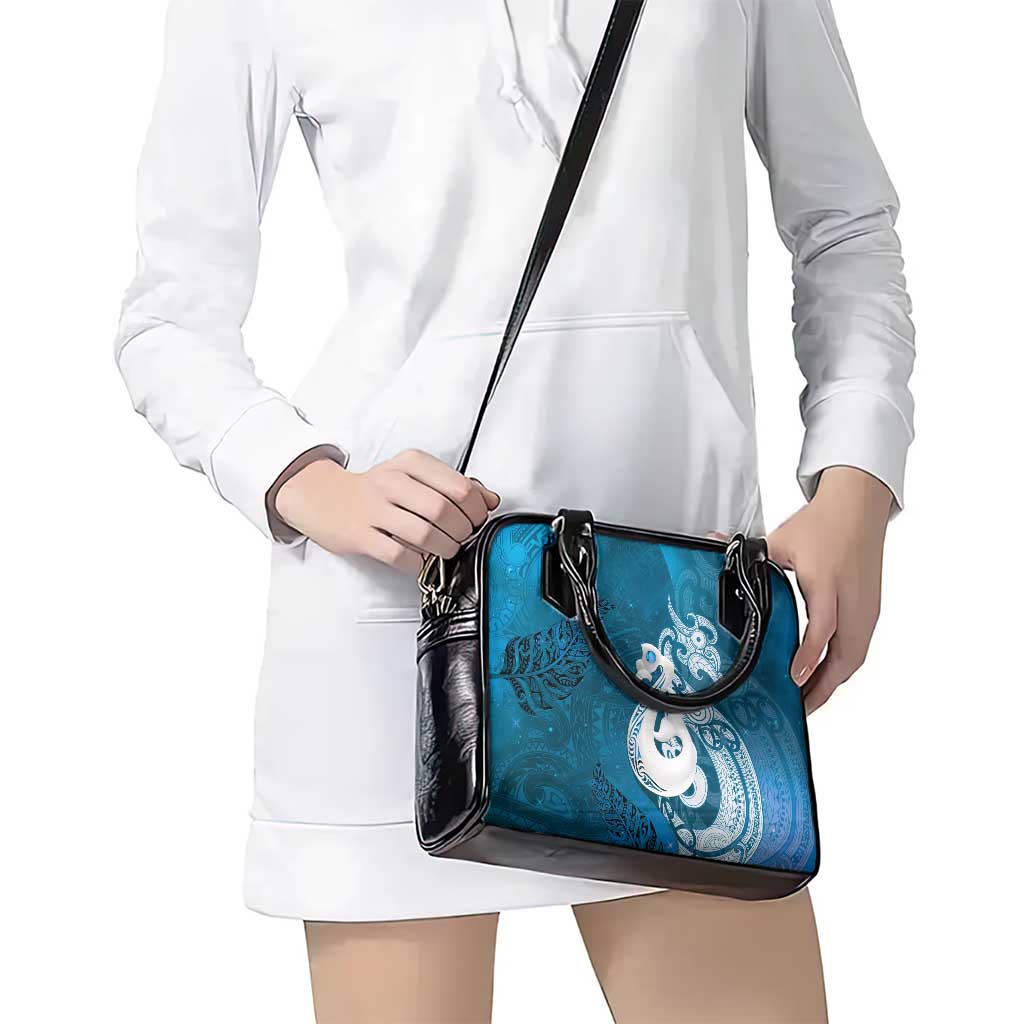 New Zealand Matariki Shoulder Handbag Maori Manaia Galaxy Silver Fern Blue Color LT22 - Polynesian Pride