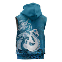 New Zealand Matariki Sleeveless Zip Hoodie Maori Manaia Galaxy Silver Fern Blue Color LT22 - Polynesian Pride