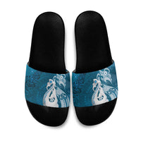 New Zealand Matariki Slide Sandals Maori Manaia Galaxy Silver Fern Blue Color LT22 Blue - Polynesian Pride