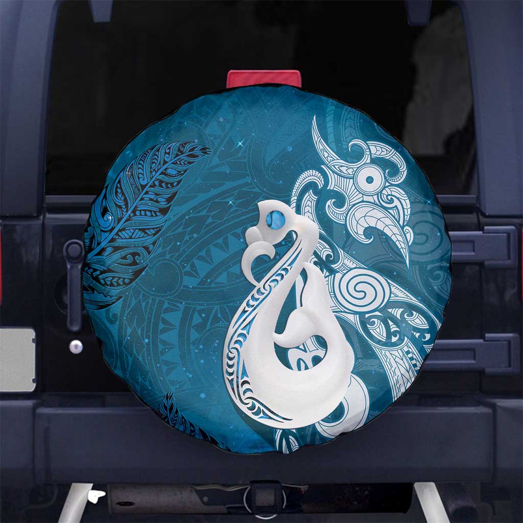 New Zealand Matariki Spare Tire Cover Maori Manaia Galaxy Silver Fern Blue Color LT22 No hole Blue - Polynesian Pride