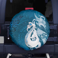 New Zealand Matariki Spare Tire Cover Maori Manaia Galaxy Silver Fern Blue Color LT22 No hole Blue - Polynesian Pride
