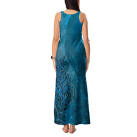 New Zealand Matariki Tank Maxi Dress Maori Manaia Galaxy Silver Fern Blue Color LT22 - Polynesian Pride