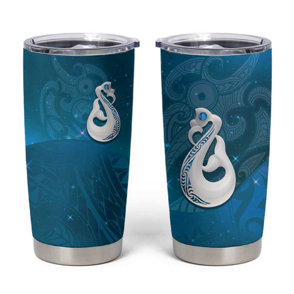 New Zealand Matariki Tumbler Cup Maori Manaia Galaxy Silver Fern Blue Color LT22 Blue - Polynesian Pride