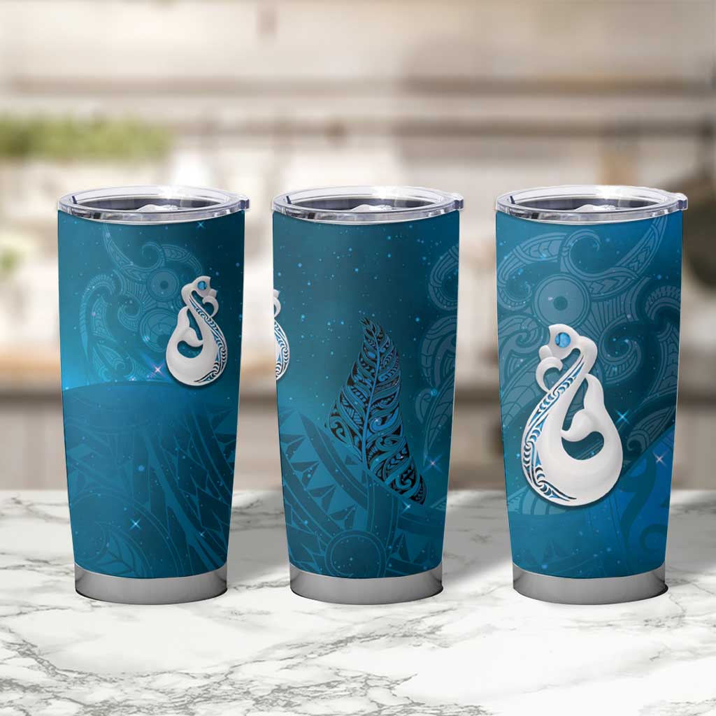 New Zealand Matariki Tumbler Cup Maori Manaia Galaxy Silver Fern Blue Color LT22 - Polynesian Pride