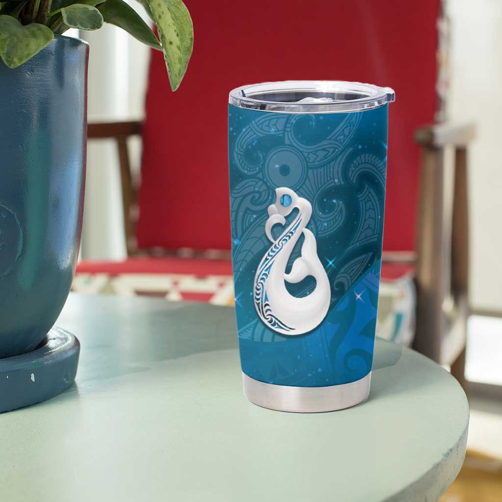 New Zealand Matariki Tumbler Cup Maori Manaia Galaxy Silver Fern Blue Color LT22 - Polynesian Pride