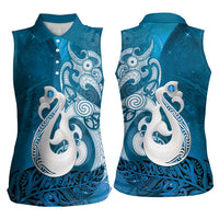 New Zealand Matariki Women Sleeveless Polo Shirt Maori Manaia Galaxy Silver Fern Blue Color LT22 - Polynesian Pride