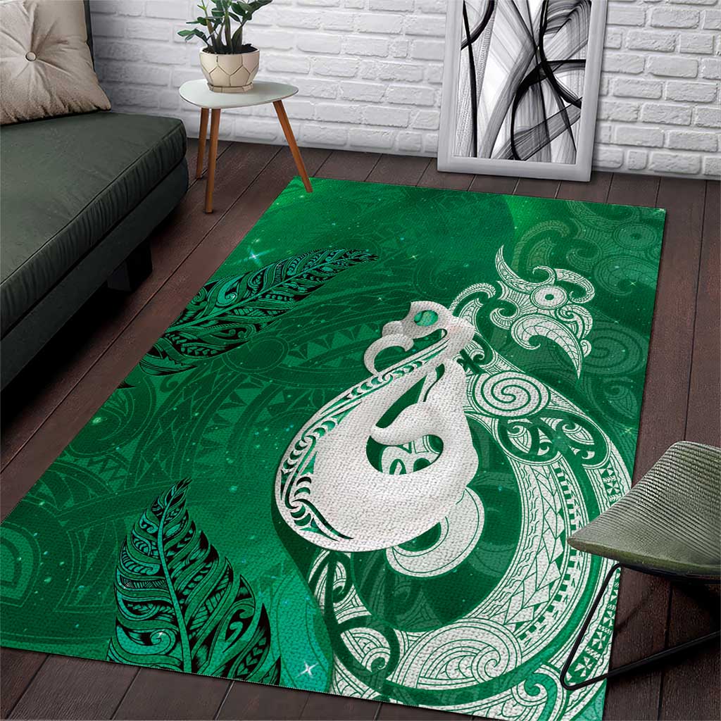 New Zealand Matariki Area Rug Maori Manaia Galaxy Silver Fern Green Color LT22 Green - Polynesian Pride
