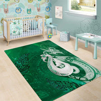 New Zealand Matariki Area Rug Maori Manaia Galaxy Silver Fern Green Color LT22 - Polynesian Pride