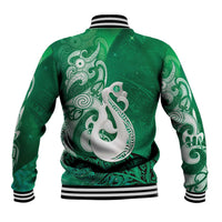New Zealand Matariki Baseball Jacket Maori Manaia Galaxy Silver Fern Green Color LT22 - Polynesian Pride