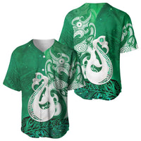 New Zealand Matariki Baseball Jersey Maori Manaia Galaxy Silver Fern Green Color LT22 - Polynesian Pride