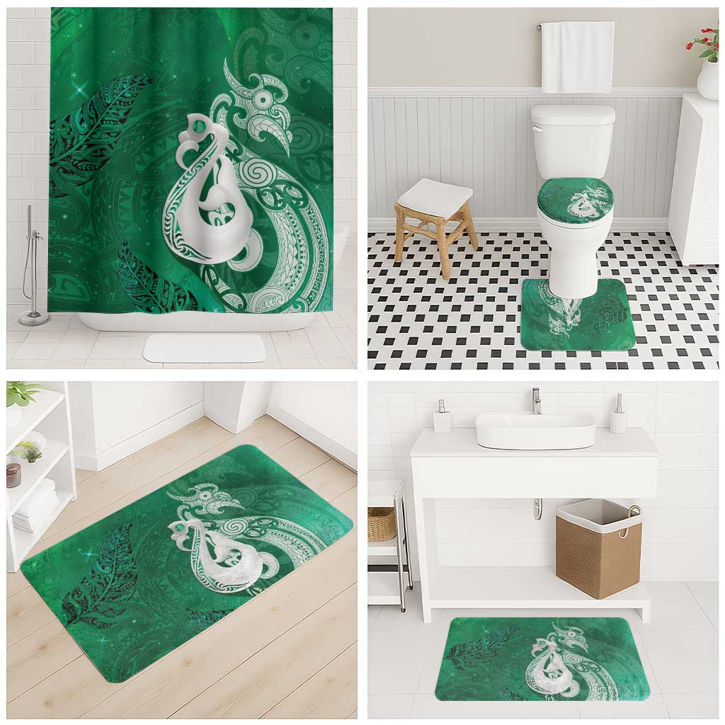 New Zealand Matariki Bathroom Set Maori Manaia Galaxy Silver Fern Green Color LT22 - Polynesian Pride
